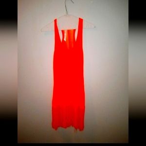Orange mesh bathing suit cover/dress